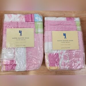Pottery Barn Kids Quilted Pillow Shams Set of 2 Aloha Hawaii Tropical Theme VTG
